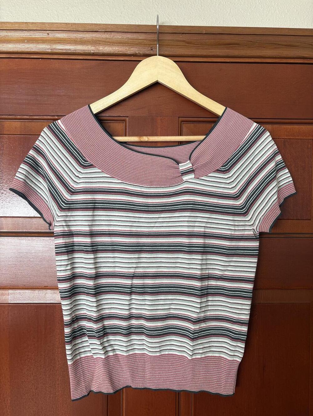 Anne Klein Striped Knit Top Size Small